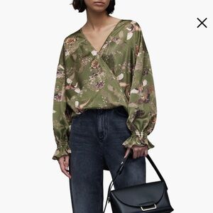 All Saints Penny Peggy Floral Surplice Blouse